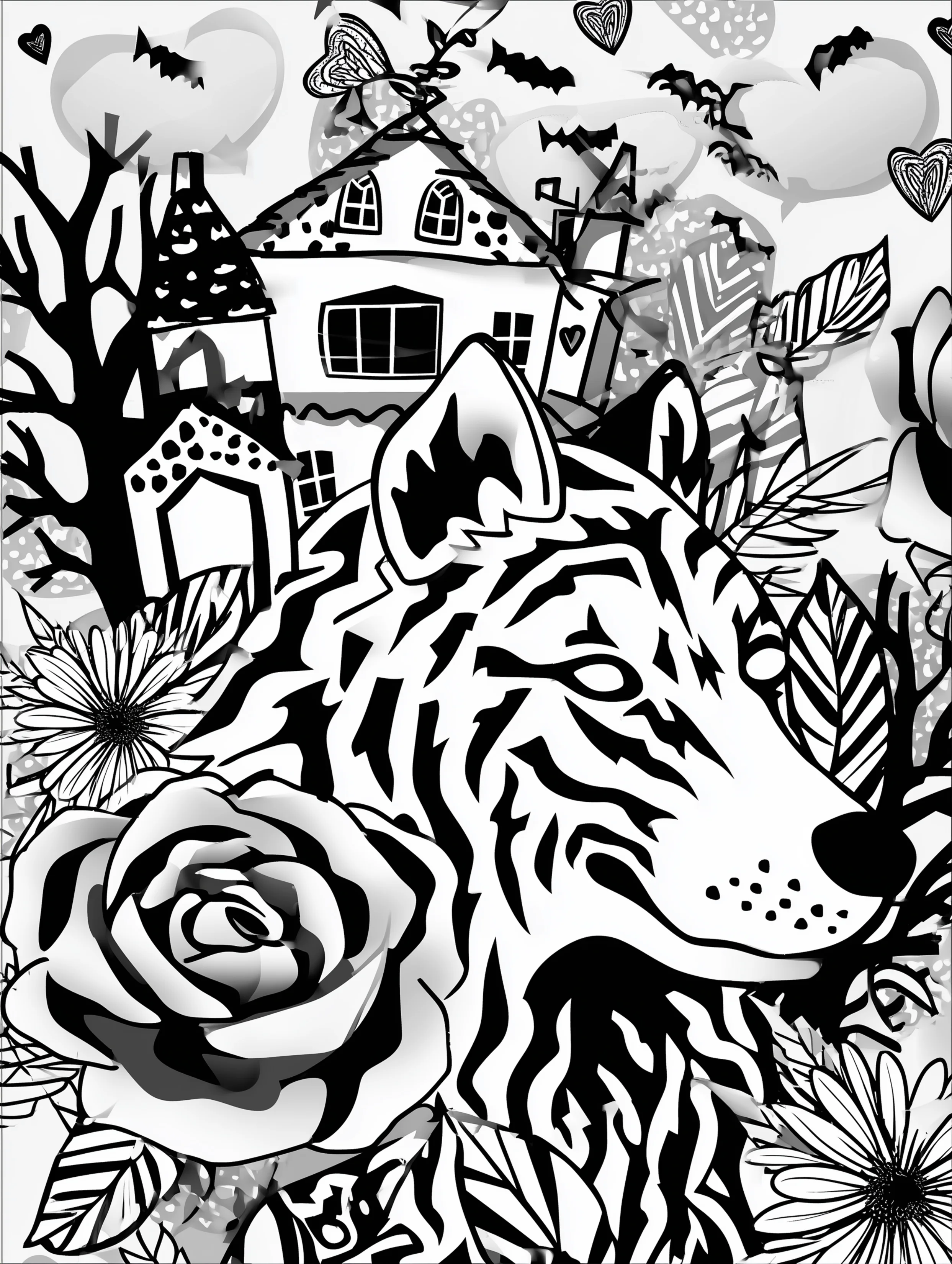 Free printable wolf coloring page for adults featuring a sketch-style wolf